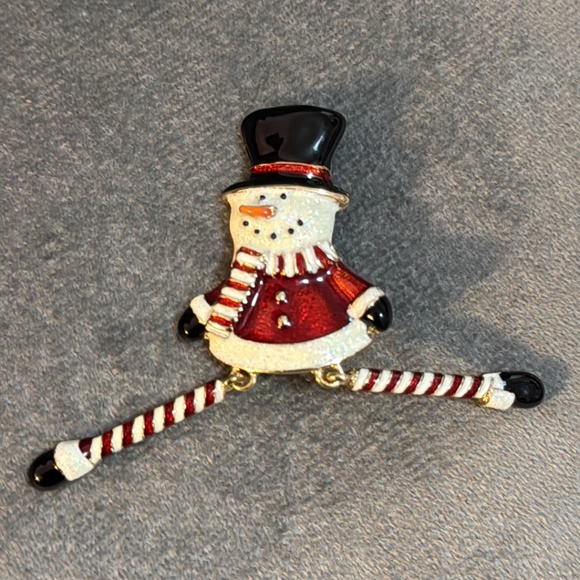 Vtg Articulated Dangly Leg Santa Claus Snowman Holiday Xmas Winter Brooch Pin - Picture 3 of 8